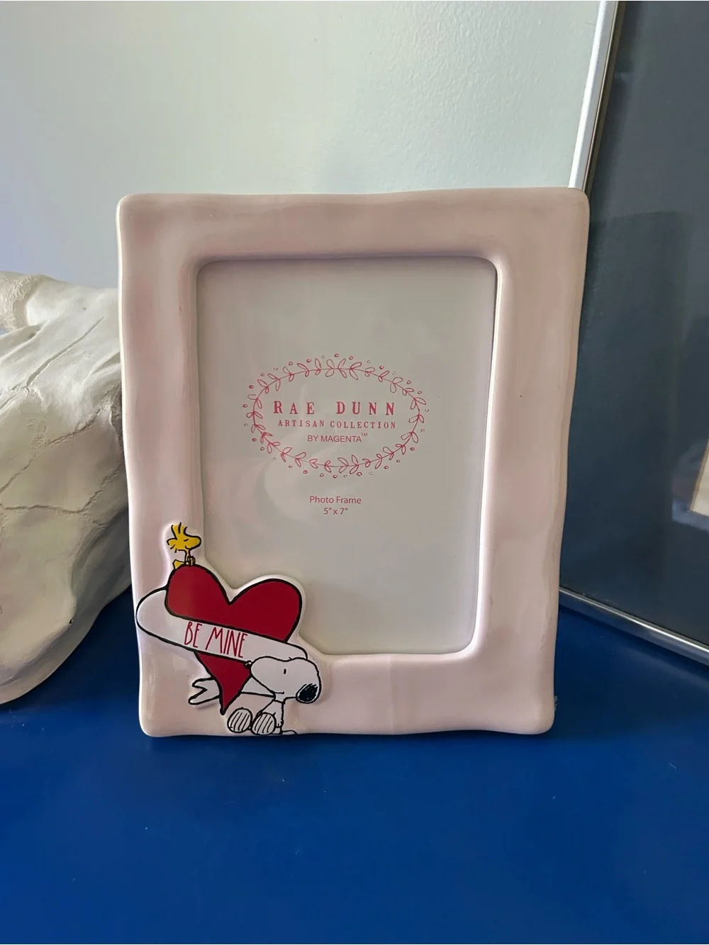 Rae Dunn Peanuts Light Pink Snoopy and Woodstock Be Mine 5 x 7 Picture Frame